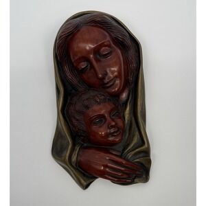 Mid‎ Century Virgin Mary Wall Plaque Mother And Child Made In Germany Religious